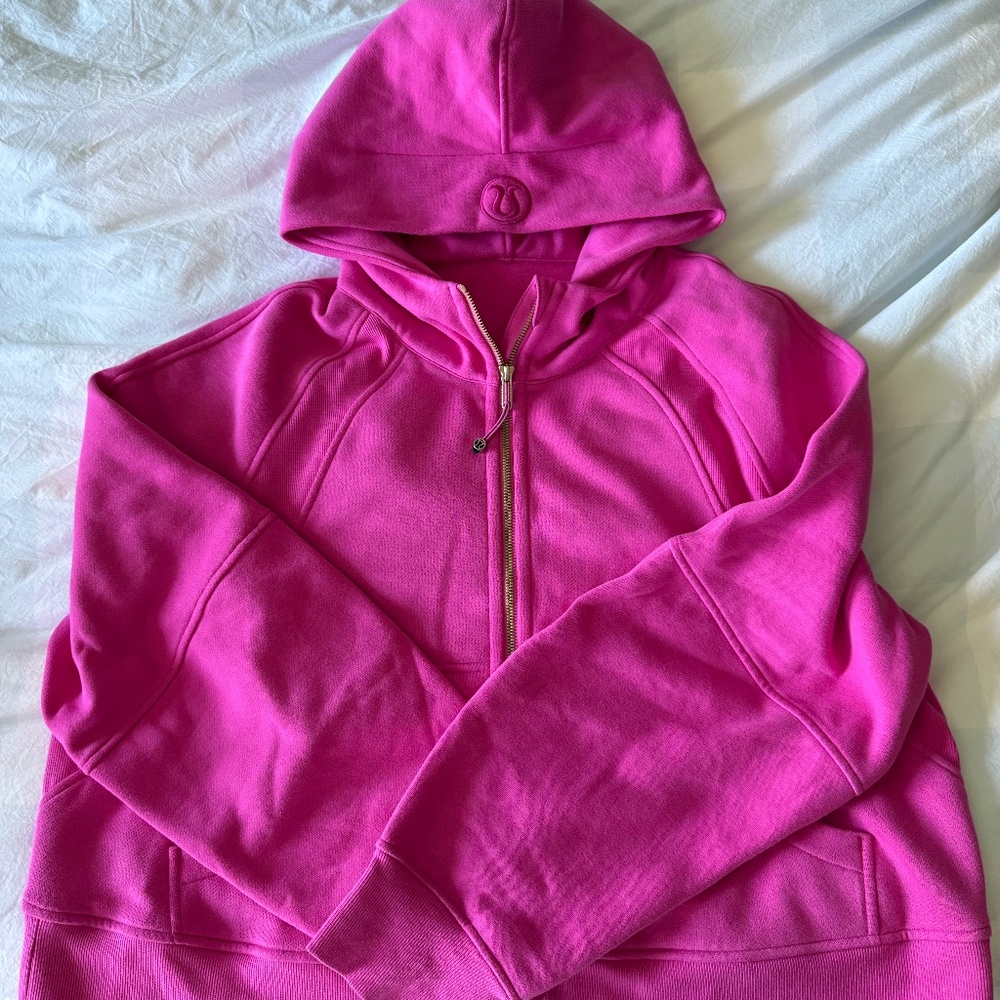 Lululemon pink (full gold zipper-crop) hooded sweatshirt worn once